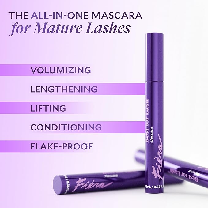 Best for Lash™ Mascara for Women Over 40 – Volumizing, Lengthening & Lifting Peptide Mascara with Vitamin B5 – Smudge-Proof, Flake-Resistant, Gentle Washable Formula, Brown