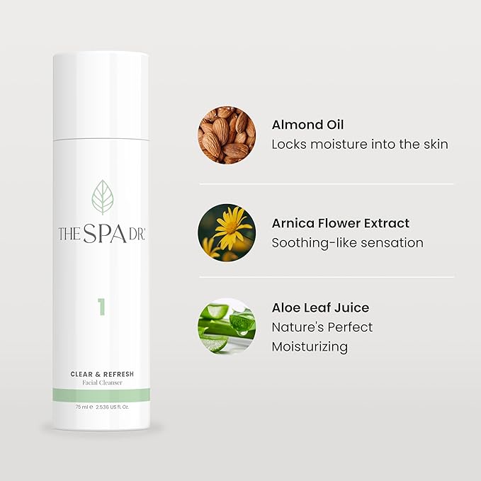The Spa Dr. 2 in 1 Cleanser and Makeup Remover: Dual action, clear and clean in one step - 30 day supply - Perfectly pH Balanced - Natural & Organic Skin Care - 75ML/ 2.536 Fl. Oz.