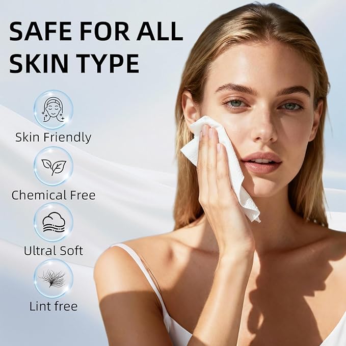 SilkenVive Disposable Face Towel XL (50 Count, 25x30cm) – Ultra Soft Lint-Free Facial Towels for Women Cleansing, Makeup Remover Dry Wipes, Travel Essentials, Bathroom & Guest Room Beauty Products