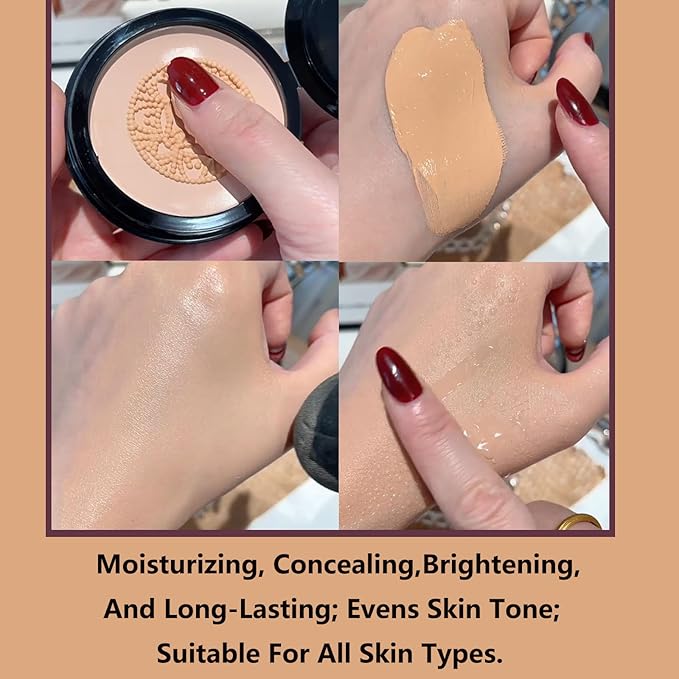 2026 Luvie Glow Foundation Cushion, Mushroom Head Air Cushion CC Cream,Long Lasting Matte Concealer for All Skin Types (WARM)