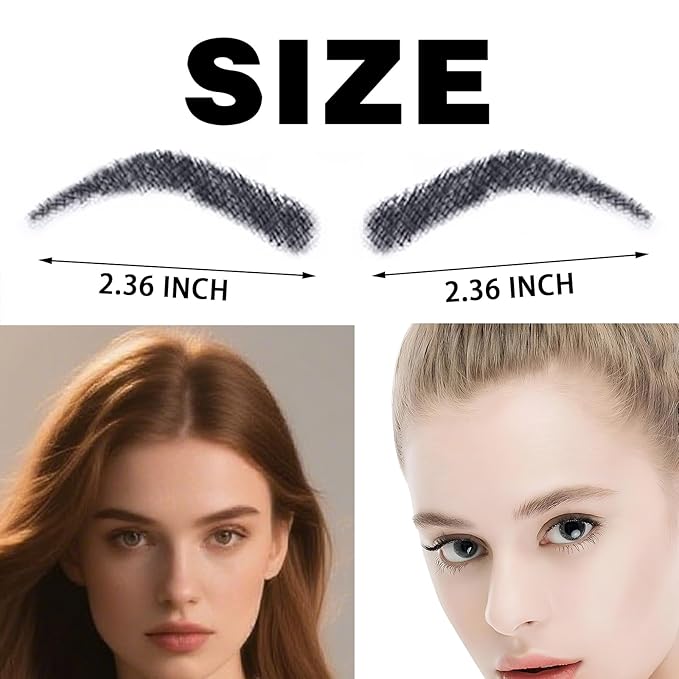 Fake Eyebrows, False EyeBrows 100% Handmade Full Lace Re-Usable Natural Invisible Realistic False Eyebrow Extensions for Man and Women, One Pair (Style 10)