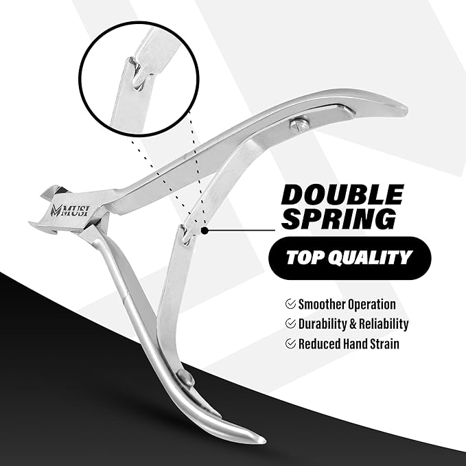 MUSI Cuticle Nipper & Curved Nail Scissors for Nail, Cuticle & Facial Hair Care – Mustache, Eyebrow, Eyelash, Ear & Nose Hair Grooming Kit for Men & Women