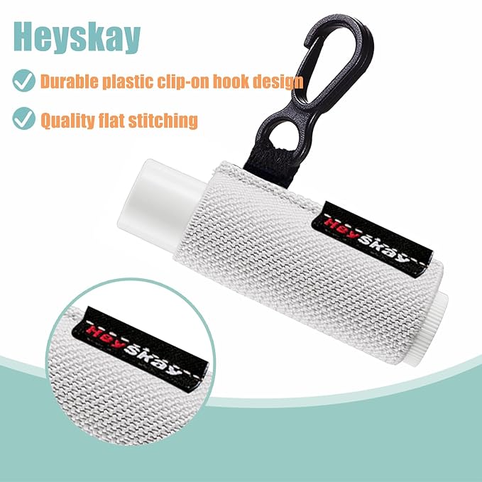 HEYSKAY 3PCS Lip Balm Holder Sleeves Keychain Lipstick Sleeves Lip Gloss Holder Keychain Chapstick Elastic Sleeves(Brown/dark blue/grey)