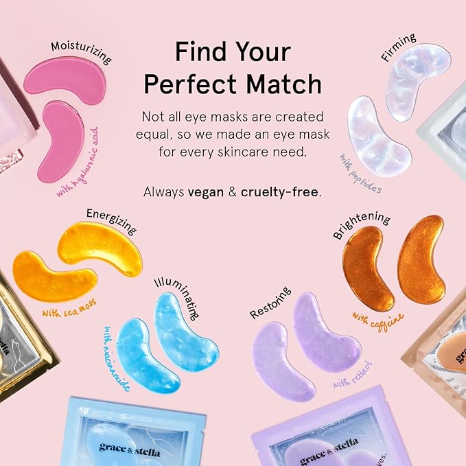 grace & stella Award Winning Under Eye Mask - Xmas Stocking Stuffers under 10, Gel Eye Patches for Dark Circles, Puffy Eyes, Wrinkles, Undereye Bags, Gifts for Women - Vegan, Self Care (6 Pairs, Gold)