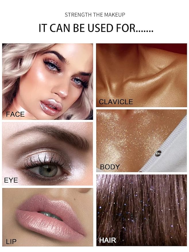 Glitter Powder Highlighter Makeup,Body Brightens the Natural and Face Blusher Patting Powder Highlighter Makeup Beauty Glitter.(02# Fairy pink)