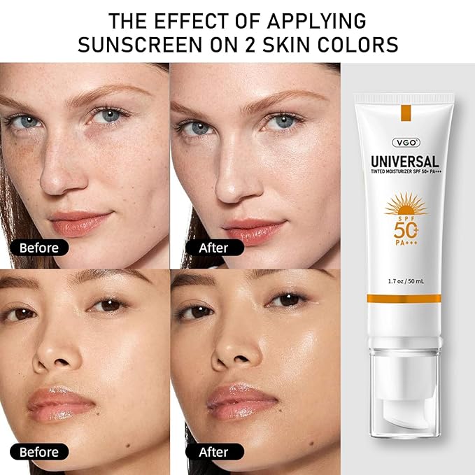 VGO Tinted Sunscreen SPF 50, Hydrating Sun Essence 50ml / 1.7oz - 2 Packs