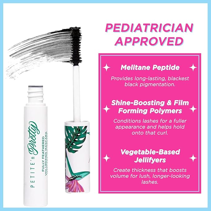 Petite 'n Pretty Fully Feathered Volumizing Mascara Duo- Non-Toxic Makeup for Kids, Tweens and Teens - Adds Instant Thickness and Definition