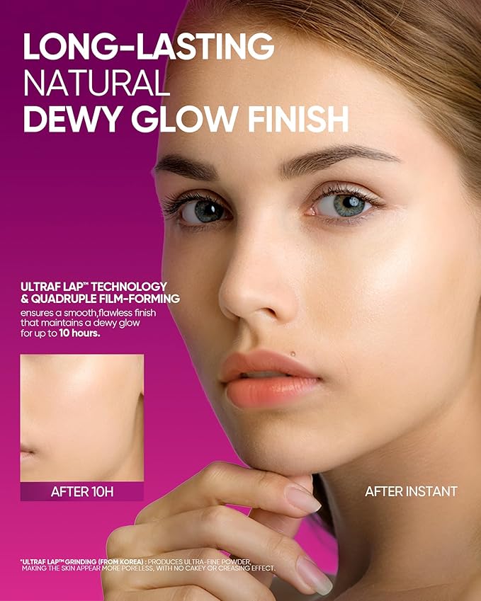 Cover Glow Perfect Cushion Foundation, Healthy-glow Finish, Natural Coverage, Moisturizing, Lightweight, Milk Touch Cushion,Winter Foundation，SPF 50 PA+++(#04 Beige)