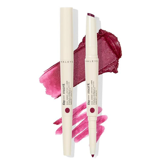 HALEYS Re-mark Dual Ended 2-in-1 Lipstick & Liner (Merlot), Berry Lip Combo Sets, Creamy Matte Moisturizing Lipstick for Women, Precision Lip Liner, Expertly Paired Lip Liner and Lip Stick Combo