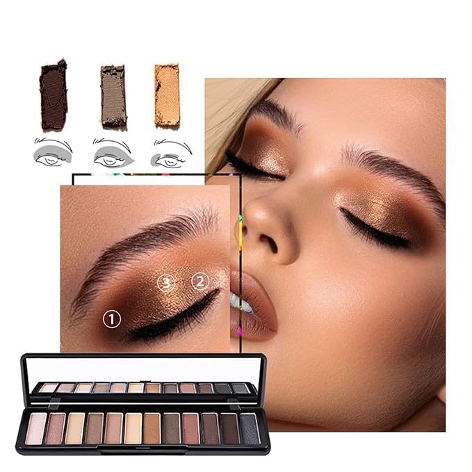 Makeup Kit For Women Full Kit, Naked Shimmer Eyeshadow Palette, Waterproof Black Eyeliner & Mascara, Makeup Tools Set, Lipstick, Premium Synthetic Foundation Powder for Medium to Dark Skin