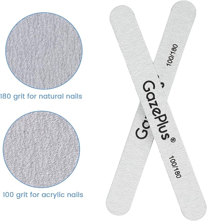 Nail Files, 24 PCS Fingernail Files 7" Long 100/180 Grit Emery Boards for Nails Professional Nail File Bulk Washable Suitable for Both Acrylic and Natural Nails Zebra