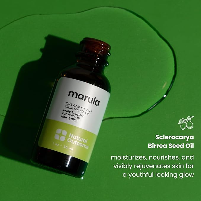 natural outcome Marula Oil 100% Pure Cold-Pressed Moisturizer for Face, Hair & Body - Lightweight Anti-Aging & Hydrating Facial Oil, 1 oz