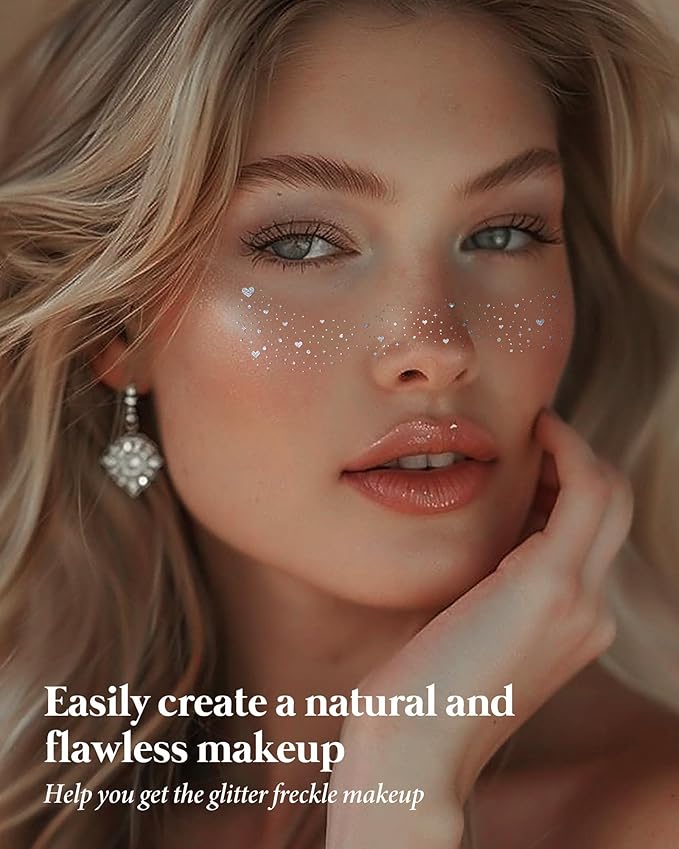 Face Sparkles, Heart Face Glitter for Kids Women Girls, Summer Waterproof Glow Up Singer Concerts Festival Rave Accessories (Silver -Hearted)