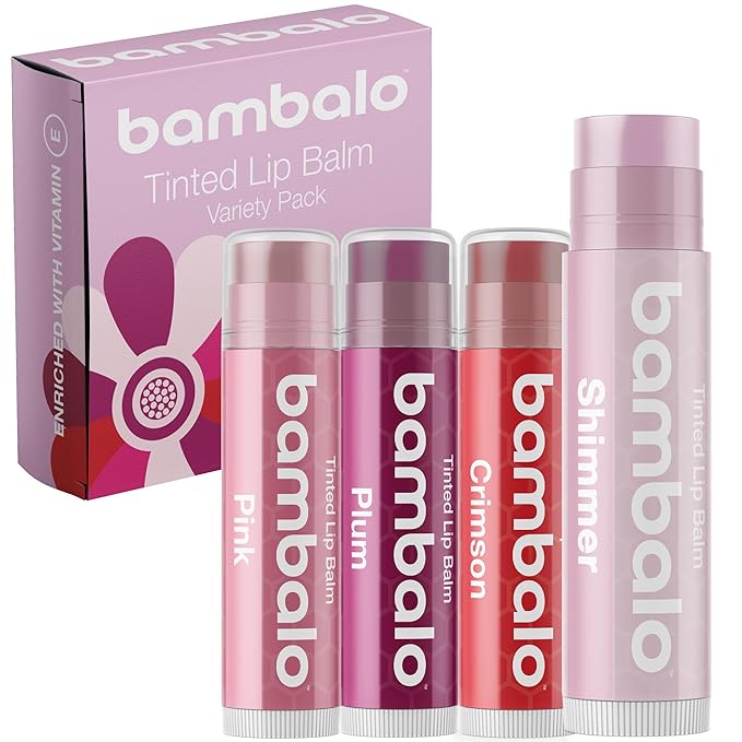 8-Pack Lip Balm Set with Tinted Shades and USDA Organic Flavors for Hydration – Includes Crimson, Pink, Plum, Shimmer, Peppermint, Raspberry, Vanilla, and Coconut – Moisturizing & Nourishing