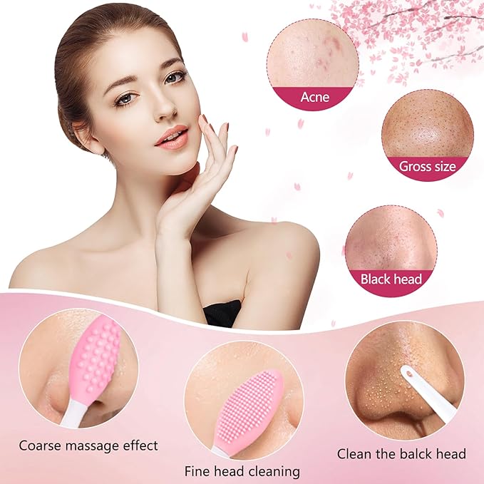 Silicone Face Scrubber, 3pcs Exfoliating Lip Brush, 3pcs Cleansing Brush,1pcs Face Mask Brush Exfoliator Blackhead Skin Care Tool