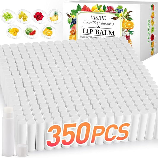 350 Pack Lip Balm Unlabeled, Natural Lip Balm Bulk Blank Tube, Personalized Lip Balms for Party Favors Adults and Bridal Shower Favors or Baby Shower Gifts-7 Flavors