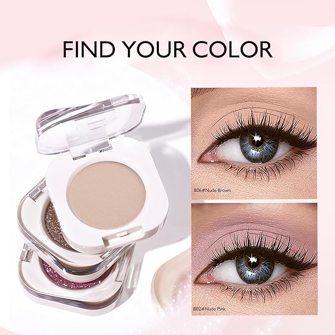 Nude Brown Matte Eyeshadow Palette, Single Eye Shadow High Pigment sombras para ojos Neutral Eyeshadow Velvet Compact Pressed Powder Primer Lightweight Blendable for Daily Natural Eye Makeup