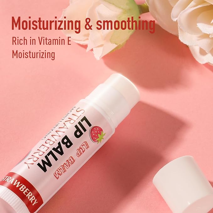 AZEN 24 Pack Lip Balm, Natural Lip Balm Bulk, Lip Care Product, Moisturizing Lip Balms for dry cracked lips - 12 Flavors