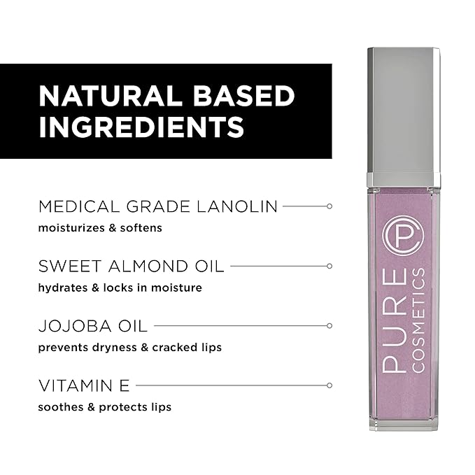 Pure Illumination Light-Up Lip Gloss with LED-Lit Applicator Brush + Side Mirror, Non-Sticky, Moisturizing Hydrating Lip Glosses with Lanolin, Jojoba Oil, & Vitamin E, Ooh La La