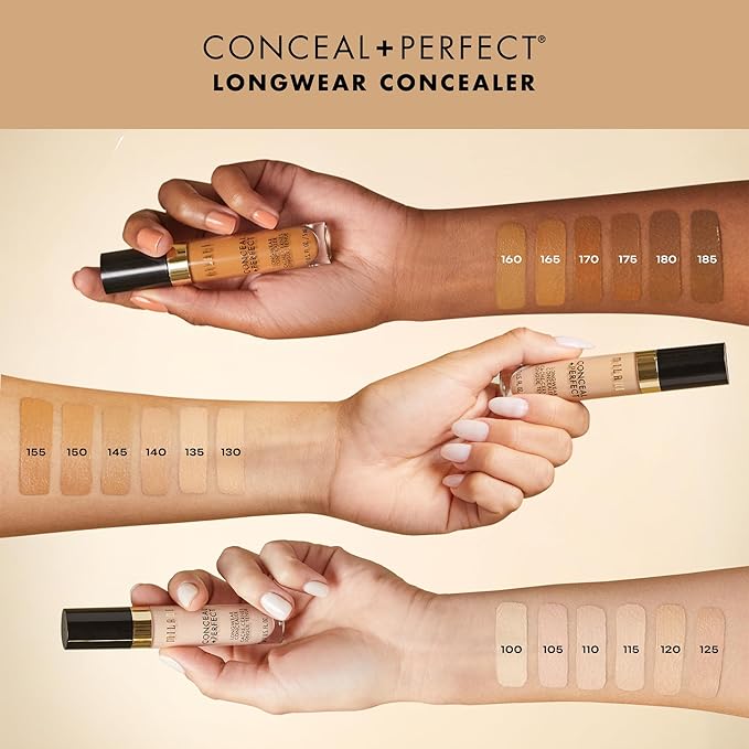 Milani Conceal + Perfect Longwear Concealer Full Coverage Infused with Hyaluronic Acid & Vitamin E, Cover Dark Circles, Blemishes & Skin Imperfections for Long-Lasting Wear - Medium Beige