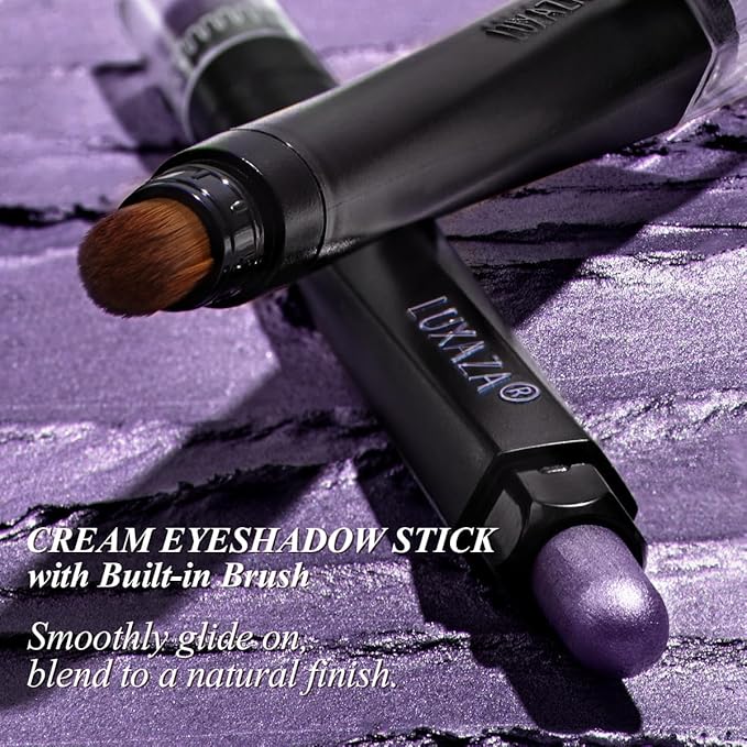 Neutral Eyeshadow Stick 6PCS Set, Pink and Purple Metallic Shimmer Matte Cream Eye Shadow Eyeliner Brightener Pencil Crayon, Halloween Makeup - PURPLE MARTINI