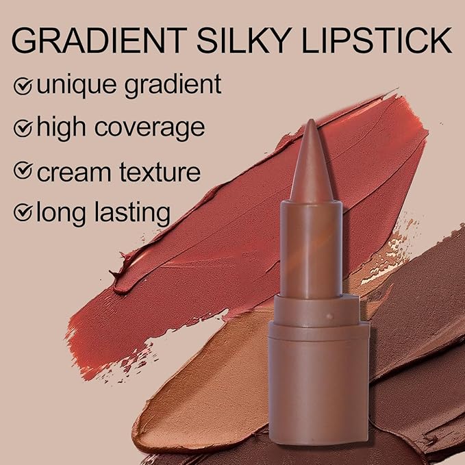 Erinde 2-in-1 Lip Liner and Lipstick Lip Combo Set, Matte Nude Dark Brown Red Lip Liner Creamy Lip Pencil Crayon, High Pigmented Long lasting Lipstick Makeup, 02# Dusk