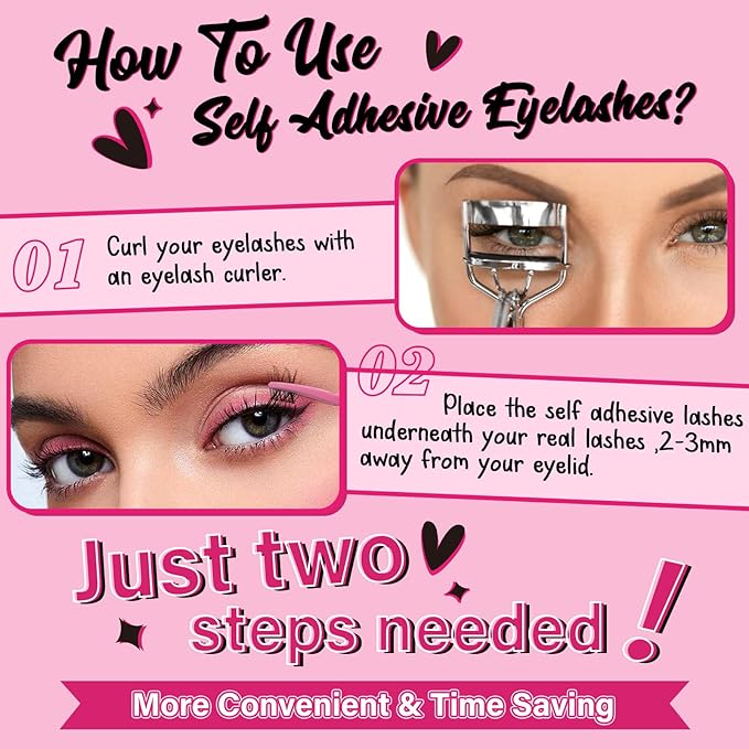 Self Adhesive Eyelashes 48Pcs Lash Clusters Press On Lashes Self Stick Cluster Lashes Pre Glued Eyelash Clusters No Glue No Remover Needed Easy to Apply Save Time (Begonia,D-10-18mix)