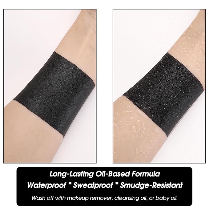 BOBISUKA Black Face Body Paint Stick, Sweatproof Eye Black Stick for Baseball Football Softball Sports – Waterproof Face Painting for Skull Joker Vampire Halloween SFX Makeup Cosplay