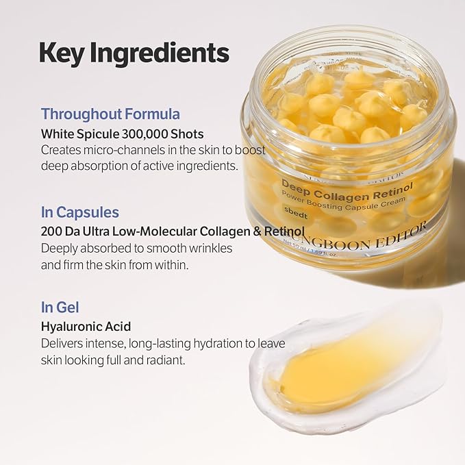 SUNGBOON EDITOR Holiday Spa Skin Bundle | Glass Skin | Gift, Stocking Stuffers | Deep Collagen Overnight Mask (4ea) & Deep Collagen Wrinkle Filler Serum & Retinol Capsule Cream
