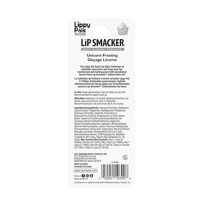 Lip Smacker Lippy Pals Swirls Unicorn, Flavored Moisturizing & Smoothing Soft Shine Lip Balm, Hydrating & Protecting Fun Tasty Glossy Finish, Cruelty-Free & Vegan - Unicorn Frosting (Pack of 2)