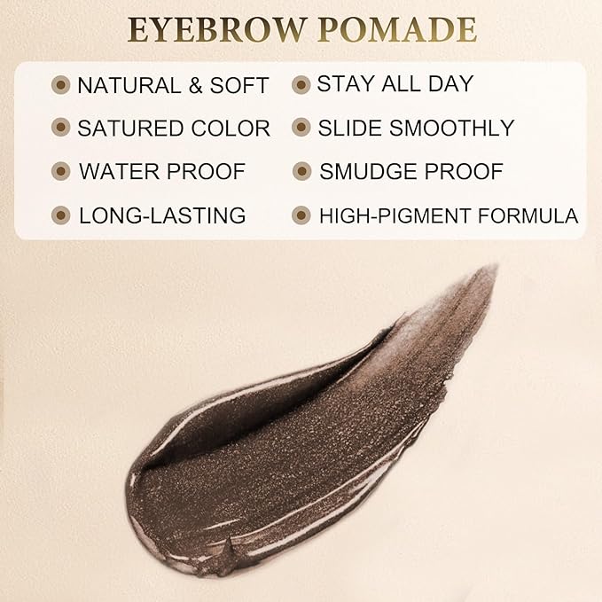 Makeup Kit with 4 Tip Waterproof Microblading Eyebrow Pencil, Eyeliner, Pomade and Dual-ended Eyebrow Brush - Dark Brunette