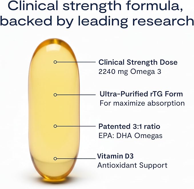 De3 Dry Eye Ultra Pure rTG Omega 3 – Support for Dry Eyes - 2400 mg EPA & DHA – New & Improved-Burpless-3 per day serving, 2-month supply