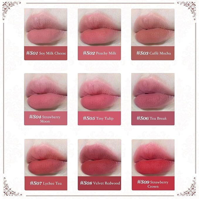 Flower Knows Strawberry Rococo Cloud Lip Cream,Long Lasting Dusty Pink Matte Lipstick,Hydrating Lip Stain,Transfer & Smudge Proof Velvet Liquid Lipstick for Girls&Women,0.12 Fl Oz(S01 Soy Milk Cheese)