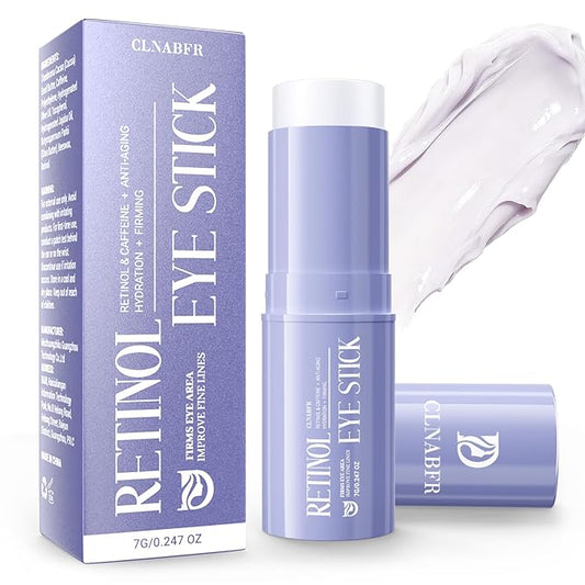 Retinol & Caffeine Eye Balm Stick for Dark Circles, Puffiness, Fine Lines and Eye Bags, Anti Aging Under Eye Cream Smooths Wrinkles Moisture Stick (0.24oz/7g)