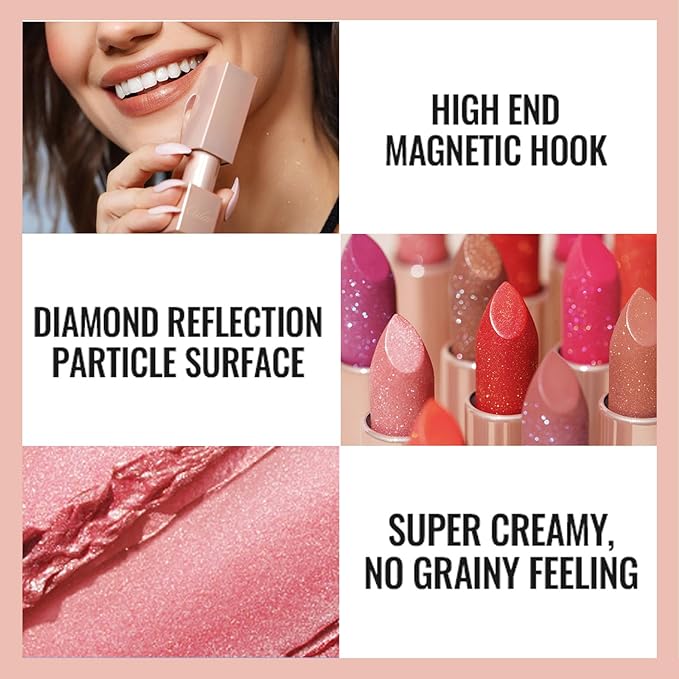 Oulac Moisture Rose Lipstick - High Shine Shimmery Finish, Super Creamy Texture, Medium to High Coverage - Gluten Free, PG14 La Vie en Rose