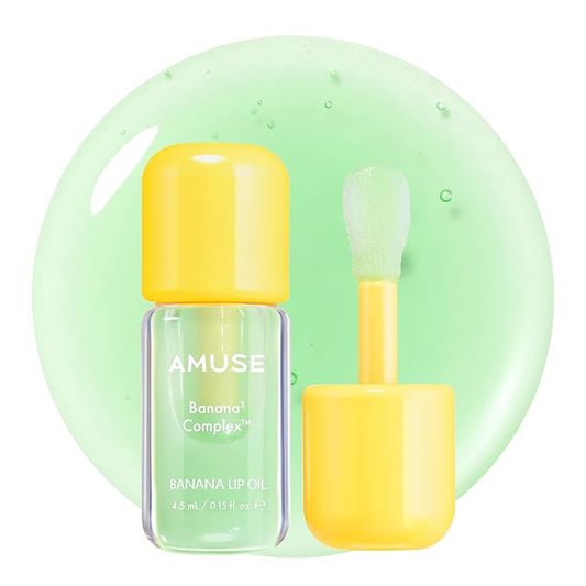 Amuse Seoul Banana Lip Oil (01 Zen Matcha) – Skincare-Infused Hydrating Vegan Lip Oil, Banana-Scented, Lightweight Non-Sticky Glossy Finish, with Peptide & Rice-Based PDRN