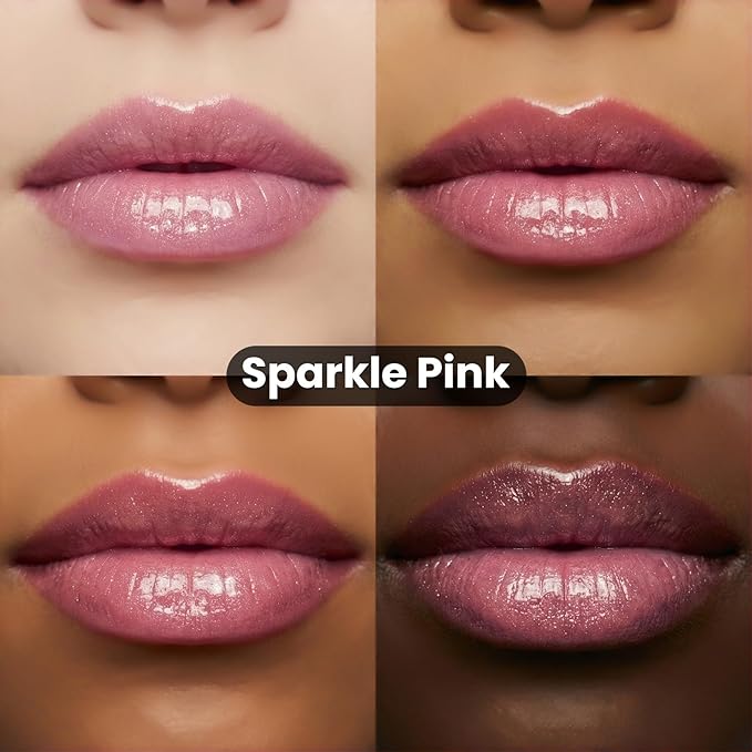 Shimmering Lip Gloss, High-Shine Moisturizing Lip Oil for Plumping, Non-Sticky Sparkling Lip Glow Oil, Long Lasting Hydrating Lip Balm for Dry Lips, Ultra-Glossy Finish(04#Sparkle pink)