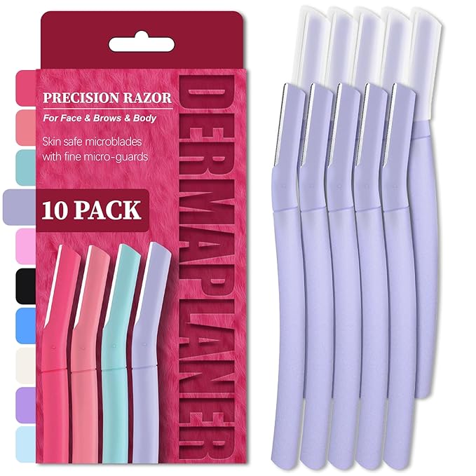 Dermaplane Razor, Face Razors for Women, Dermaplaning Tool with Microblades for Face, Gentle Facial Exfoliation, Peach Fuzz Removal and Eyebrow Shaping, Skin Care Tool for Smoother Skin, Lilac
