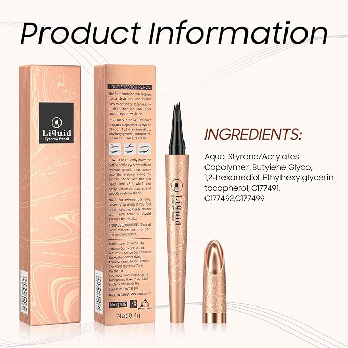 Microblading Eyebrow Pen - Eyebrow Pencils for Women, Long Lasting Waterproof Brow Pencil With Micro-Fork Tip Applicator and Stays on All Day (Dark Brown)