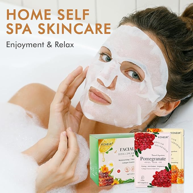 KONEUK 56 Pack Sheet Face Masks Skincare for Women, Hydrating Face Masks Suitable for Sensitive Skin, Bulk Facial Mask Gifts Set for Skin Care, Home Skincare Spa for All Skin Types