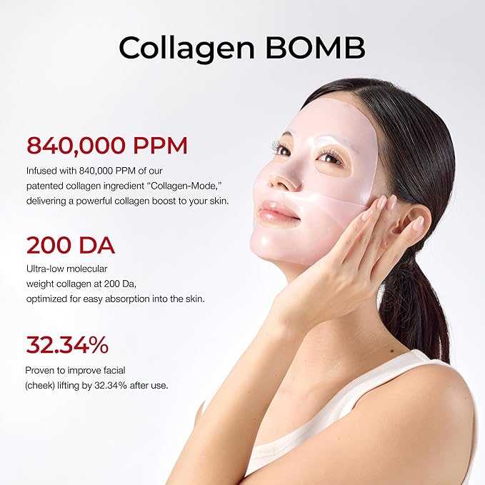 CANDORLOV CDL Korean Collagen Duo - Collagen Hydrogel Face Lifting Mask (5 Sheets) + Collagen Hydrating Glass Glow Cream - Anti-Aging, Firming & Plumping with OLIGO-HA Phyto-PDRN