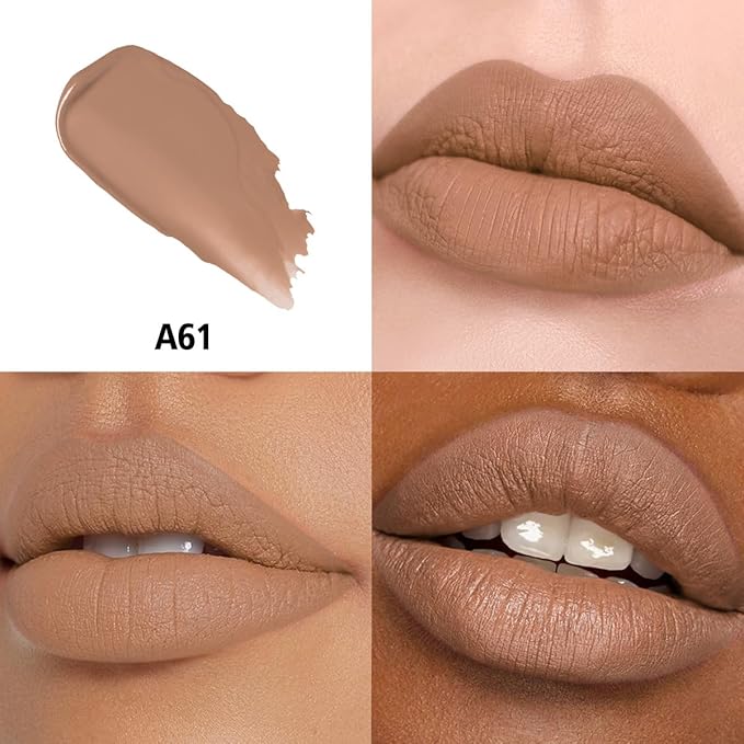 Nude Brown Dark Red Lipstick 3Pc Long Lasting Lipsticks for Women Pigmented Smudgeproof Transferproof Vegan Cruelty Free Lip Color, A61/50/48