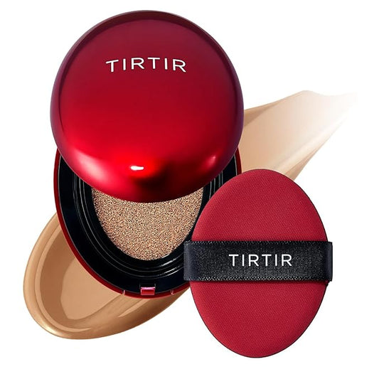 [*Mini Size*] TIRTIR Mask Fit Red Cushion Foundation | Full coverage, Weightless, Skin fit, Satin Glow Finish, Korean Makeup BB Foundation, beauty, Tattoo cover up, Buildable (#34N Pecan, 0.15 Fl Oz)