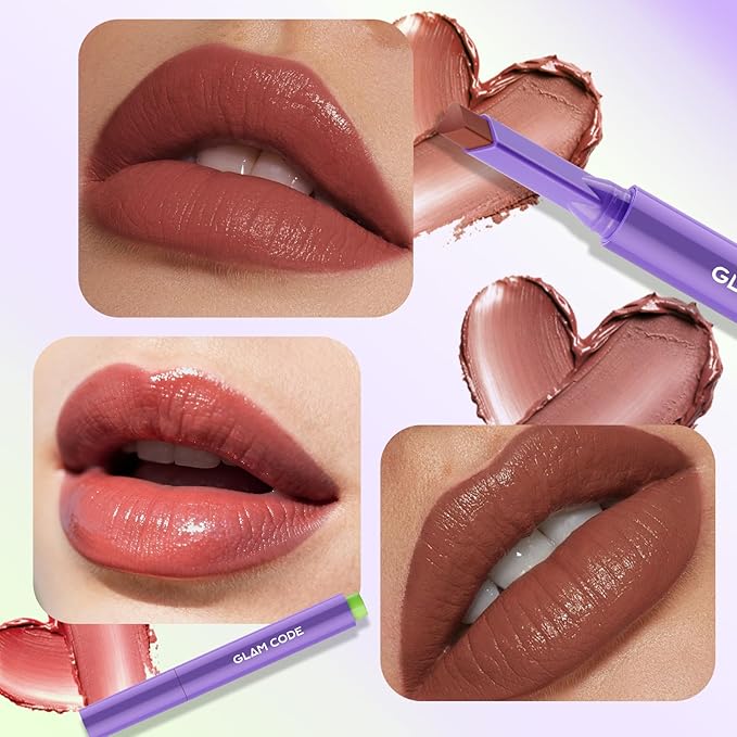 Glam Code Tinted Lip Balm Trio, Moisturizing Lipstick with Shea Butter, Hydrating Lip Makeup Set for Women & Girls, Vegan Formula, Cream Finish, Cruelty-free (3-Count, 03)
