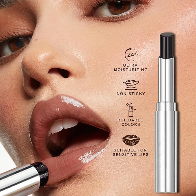 Noir Honey Lipstick, Moisturizing Lip Color, Nourishing Lip Balm, Honey Noir Lipstick Suitable for All Skin Tones, Natural Lip Care, Long-Lasting Moisturization Non-Sticky (Black)
