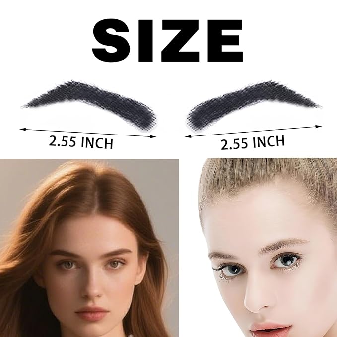 Fake Eyebrows, False EyeBrows 100% Handmade Full Lace Re-Usable Natural Invisible Realistic False Eyebrow Extensions for Man and Women, One Pair (Style 6)