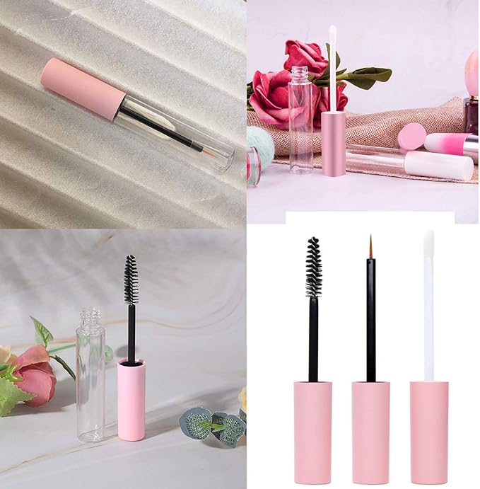 10ml Empty Mascara Tube, Eyeliner Tube and Lip Gloss Tubes Rubber Inserts and Funnels for Castor Oil, Ideal Kit for DIY Cosmetics