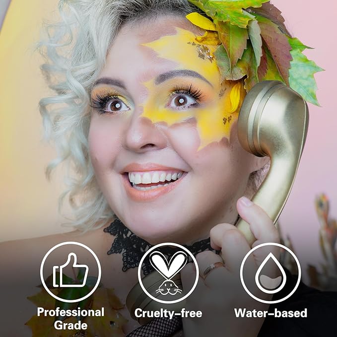 BOBISUKA Yellow Face Body Paint, Water Based Face Painting for Art Theater Halloween Party Cosplay Clown SFX Makeup for Women Adults, Non-Toxic Washable