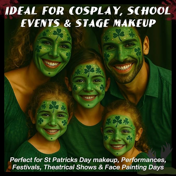 BOBISUKA Light Green Face & Body Paint Stick Water-Based Washable Face Paint Makeup Stick for Halloween Witch, Zombie, Skull, Monster, Hulk, Goblin, Cosplay, SFX, Sports Eye Black & Costume Party