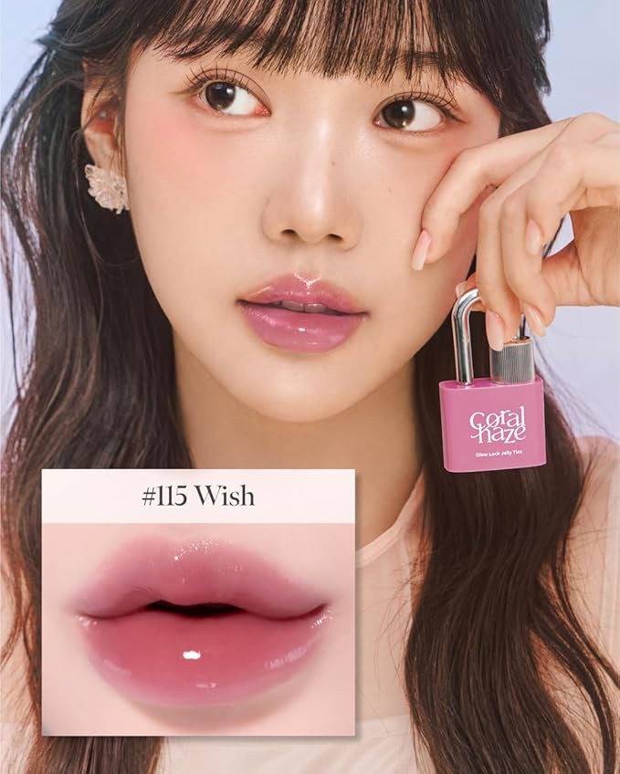 Glow Lock Jelly Tint 115 Wish 4g, Hydrating Jelly Glow Lip Stain, Glass-Like Shine Lip Gloss, Long-Lasting Color, Moisturizing Lip Enhancer, Collectible Lock-Shaped Design, Korean Makeup